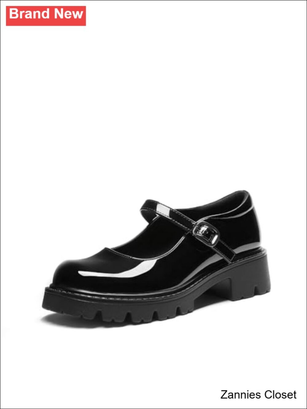 ✨ Mary Jane Platform Pumps Block Heel Faux Leather Closed Toe Buckle